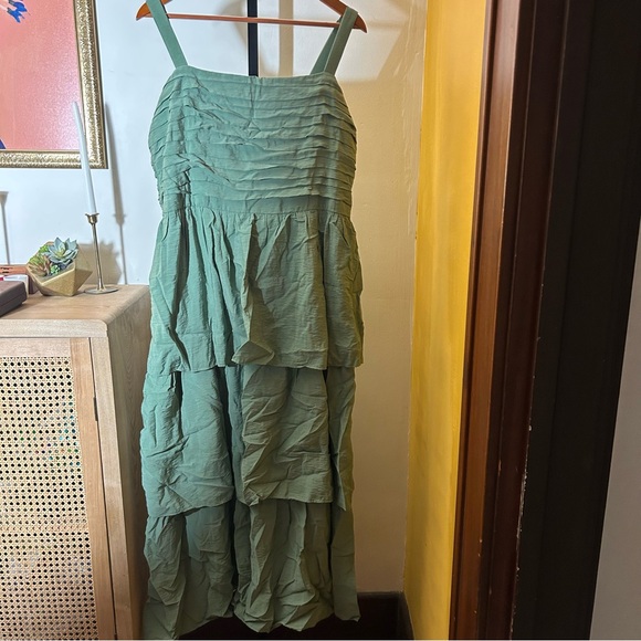 Abercrombie & Fitch Emerson Tiered Maxi Dress Long Ruffle Green Size XL - Picture 2 of 7